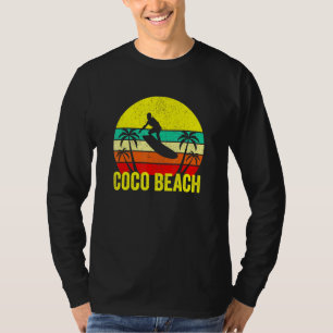 Coco Beach Florida Retro Vintag Surfbrett Sunset V T-Shirt