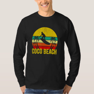 Coco Beach Florida Retro Vintag Surfbrett Sunset V T-Shirt