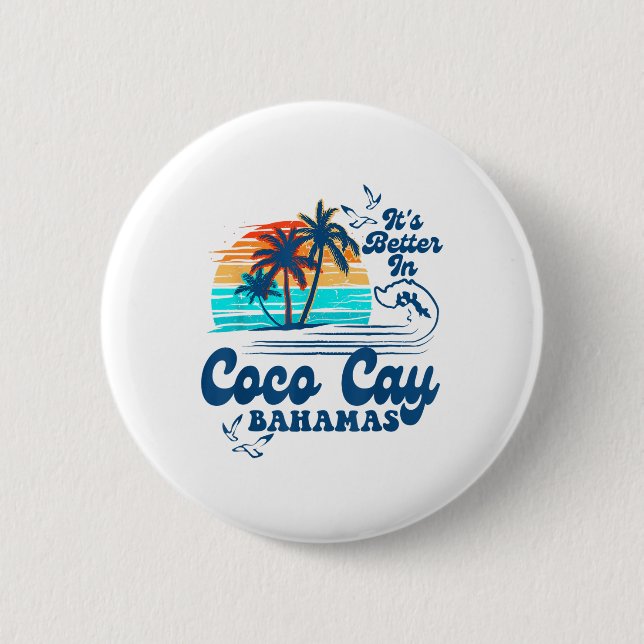 Coco Cay Bahamas Beach Sommerurlaub Vintager 80er Button (Vorderseite)