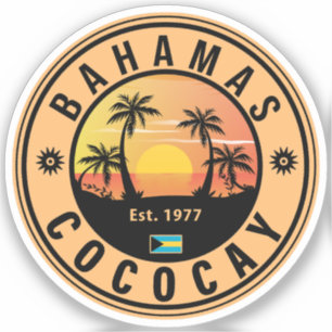 Coco Cay Bahamas Retro Sunset Souvenirs 60er Aufkleber