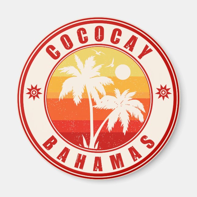 Coco Cay Bahamas Retro Sunset Souvenirs 60er Magnet (Vorne)