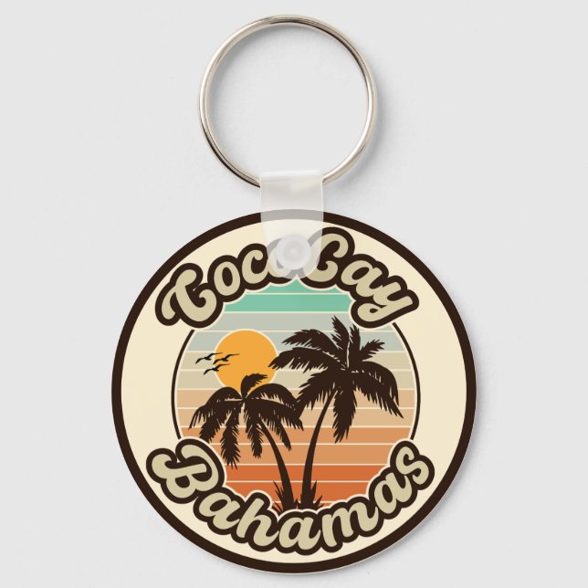 Coco Cay Bahamas Retro Sunset Souvenirs 60er Schlüsselanhänger (Vorderseite)