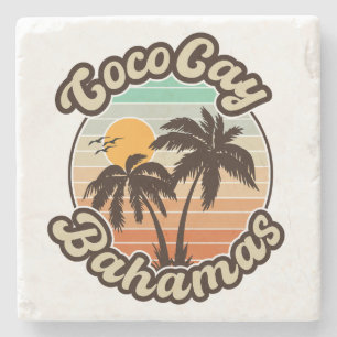 Coco Cay Bahamas Retro Sunset Souvenirs 60er Steinuntersetzer