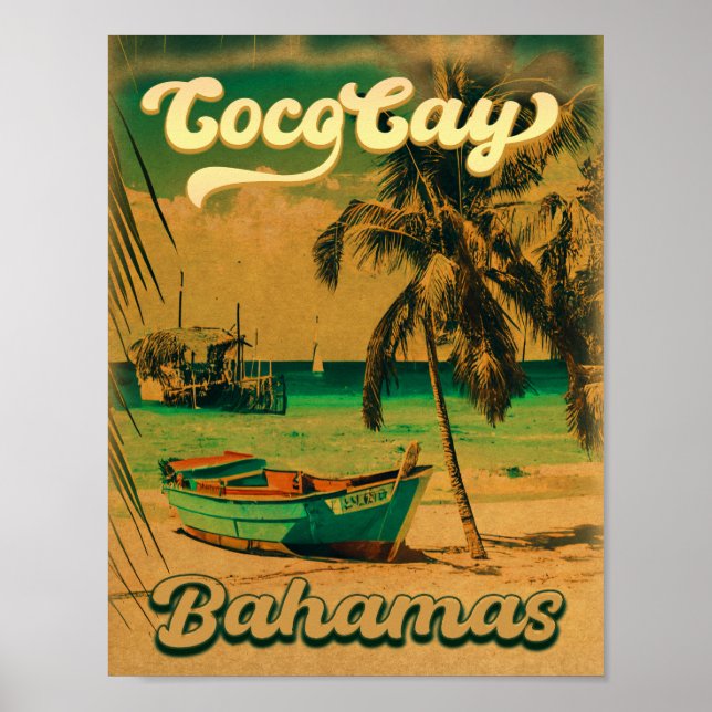 Coco Cay Island Bahamas Vintag Souvenirs 80er Poster (Vorne)
