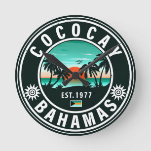 Coco Cay Island Bahamas Vintag Souvenirs 80er Runde Wanduhr