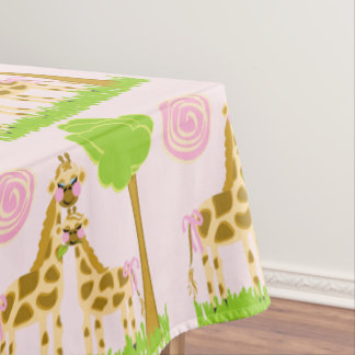 Coco-Giraffe und Baby-Rosa-Baumwolltischdecke Tischdecke
