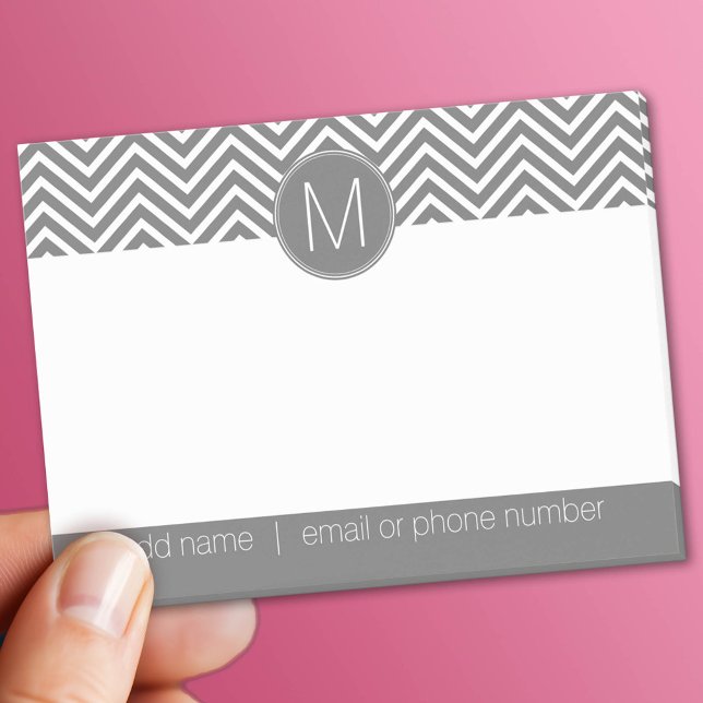 Coco Gray and White Chevrons Custom Monogram Post-it Klebezettel (Custom Post It Notepad)
