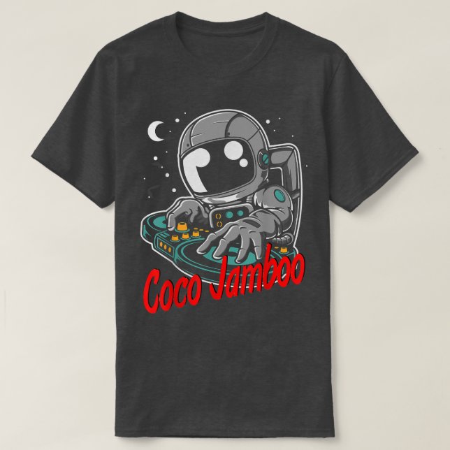 Coco Jambo Astronaut Cartoon DJ T - Shirt (Design vorne)