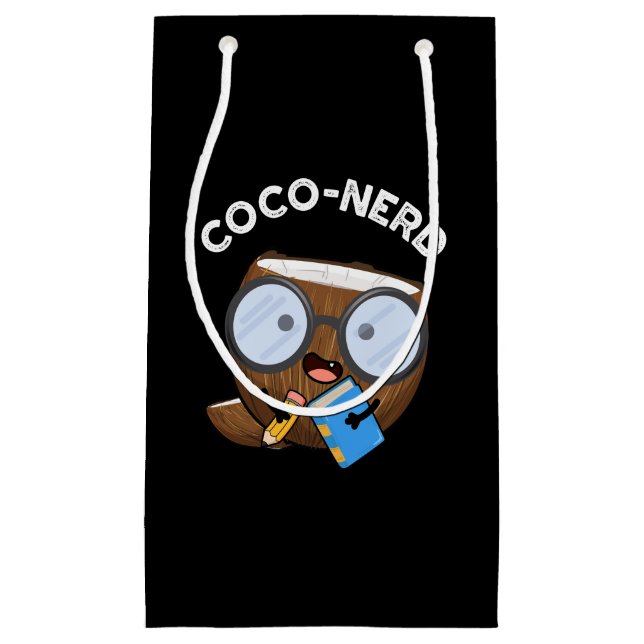 Coco-Nerd Funny Fruit Coconut Pun Dark BG Kleine Geschenktüte (Vorderseite)