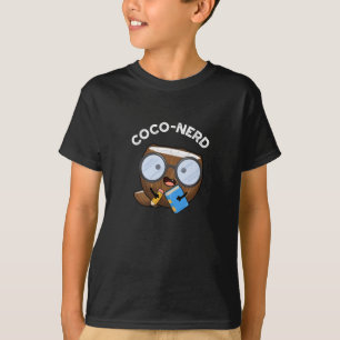 Coco-Nerd Funny Fruit Coconut Pun Dark BG T-Shirt