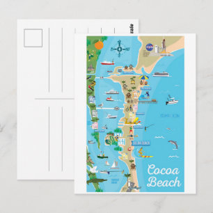 Cocoa Beach City Florida Küste Linie Karte Geschen