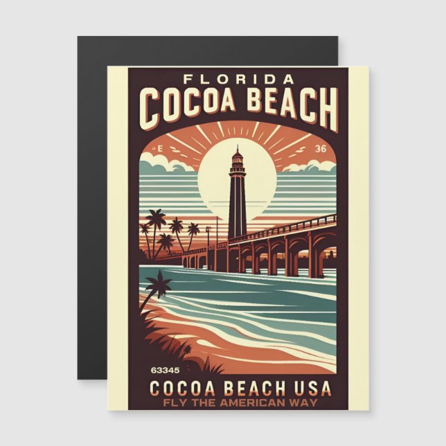 Cocoa Beach City Florida Küstenlinie Geschenke Magnetkarte (Vorne/Hinten)