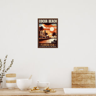 Cocoa Beach City Florida Küstenlinie Geschenke Poster