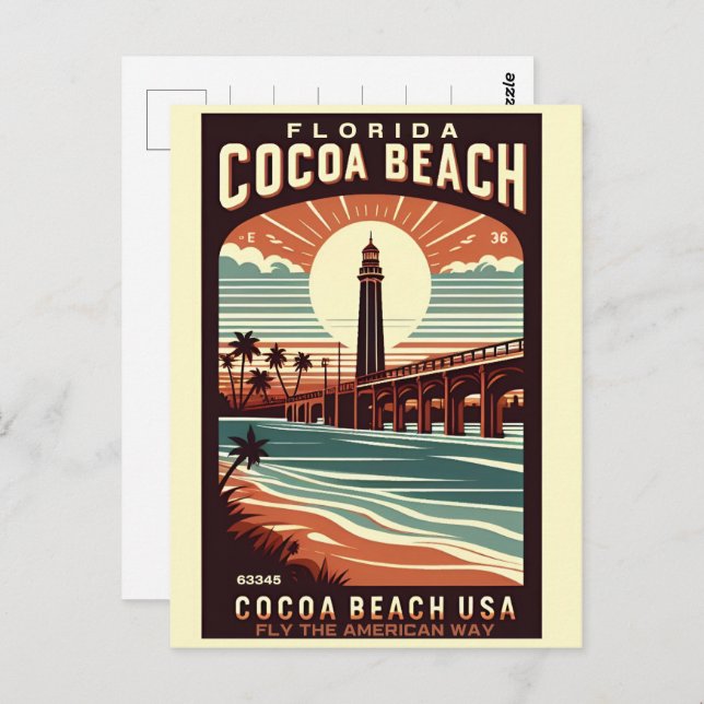 Cocoa Beach City Florida Küstenlinie Geschenke Postkarte (Vorne/Hinten)