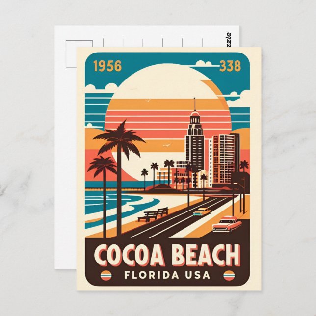 Cocoa Beach City Florida Küstenlinie Geschenke Postkarte (Vorne/Hinten)
