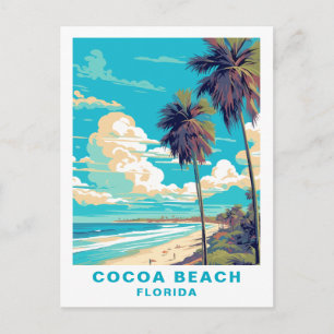 Cocoa Beach Florida Palmen & Strand im Vintage-Sti Postkarte