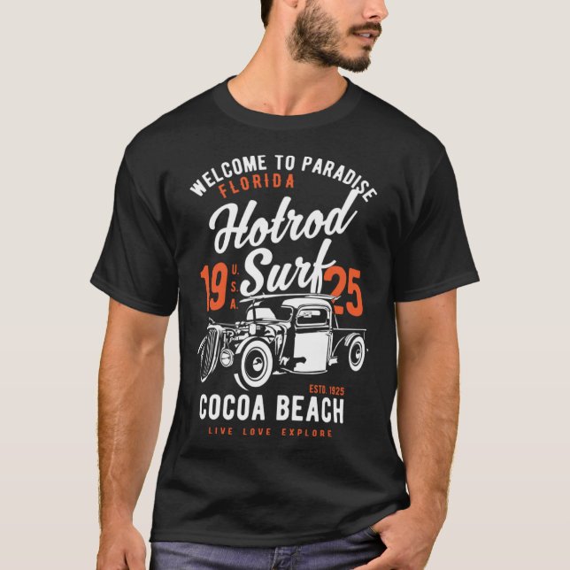 Cocoa Beach Florida Retro Hotrod Surf  3 T-Shirt (Vorderseite)