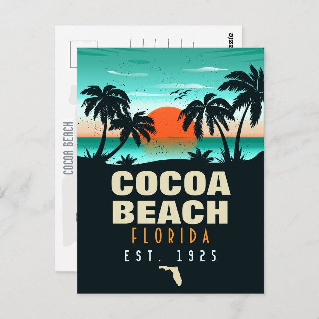 Cocoa Beach Florida Retro Sunset Souvenirs 60er Postkarte (Vorne/Hinten)