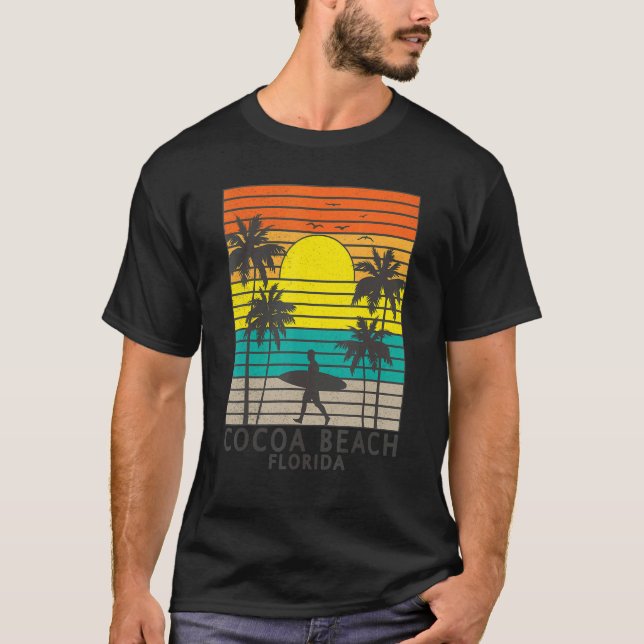 Cocoa Beach Florida Surfer Surfing Surf Palm Tree  T-Shirt (Vorderseite)
