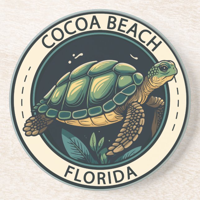 Cocoa Beach Florida Turtle Abzeichen Getränkeuntersetzer (Vorne)
