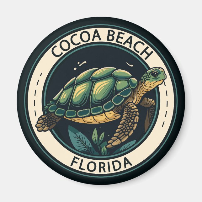 Cocoa Beach Florida Turtle Abzeichen Magnet (Vorne)
