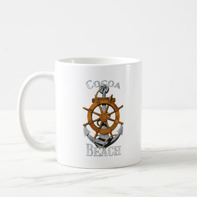 Cocoa Beach Florida Vacation Nautical Anchor Helm Kaffeetasse (Links)