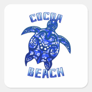 Cocoa Beach Florida Vacation Tribal Turtle Quadratischer Aufkleber