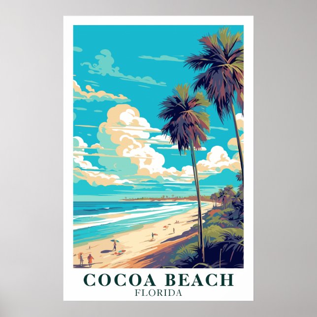 Cocoa Beach Florida Vintage Reise Kunst Poster (Vorne)