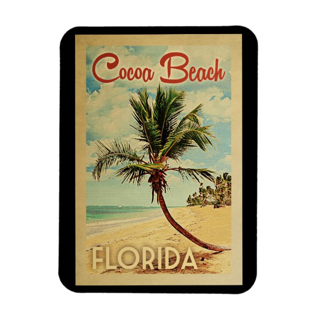 Cocoa Beach Palm Tree Vintage Reisen Magnet (Vertikal)