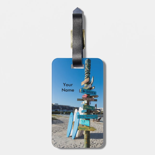 Cocoa Beach Tiki Totem Gepäckanhänger (Rückseite vertikal)