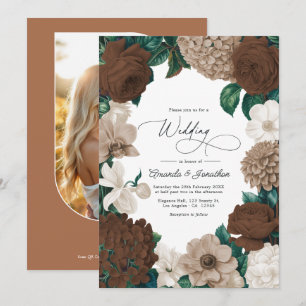 Cocoa-Bohne, Pilz-Taupe und Vanille-Creme-Hochzeit Einladung