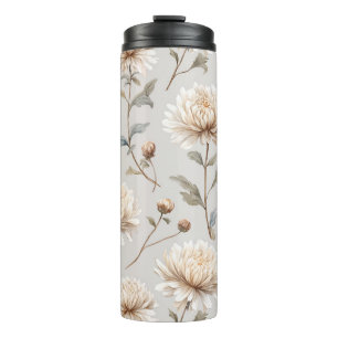 Cocoa-Braun-Creme-Blumen Thermosbecher
