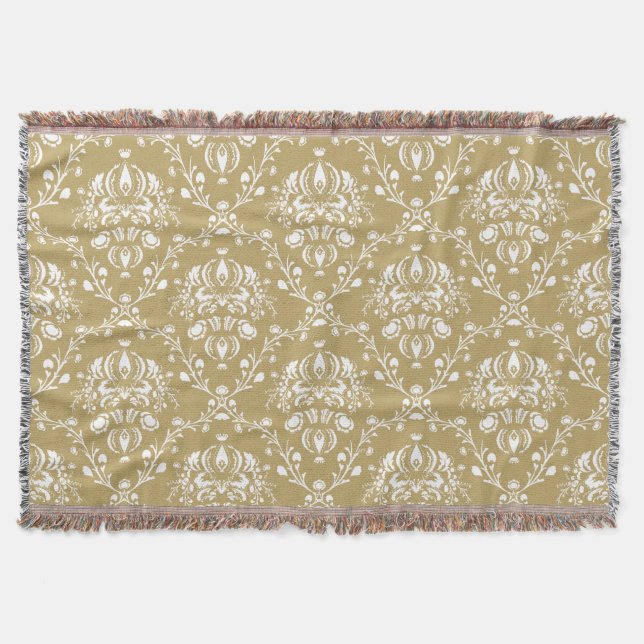 Cocoa-Braun und Creme-Damask Decke (Vorderseite)