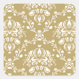 Cocoa-Braun und Creme-Damaskus Quadratischer Aufkleber