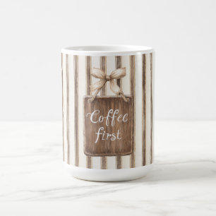 Cocoa Braune Creme Streifen Kaffee Zuerst Kaffeetasse