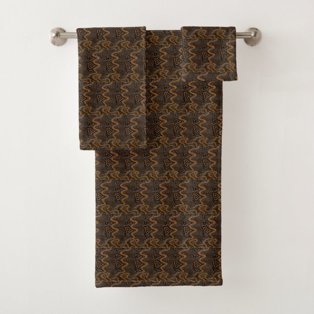 Cocoa Brown Geometrischer Kuba Badhandtuch Set (Insitu)