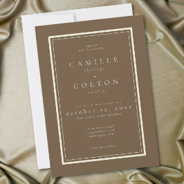 Cocoa Brown Minimalist Frame Hochzeit Einladung