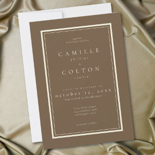 Cocoa Brown Minimalist Frame Hochzeit Einladung
