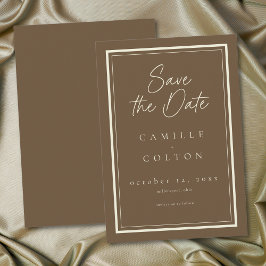 Cocoa Brown Minimalist Frame Hochzeit Save The Date