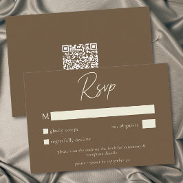 Cocoa Brown Minimalist Hochzeit im Herbst QR-Code RSVP Karte