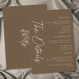 Cocoa Brown Minimalist Leaf Eichel Hochzeit im Her Begleitkarte