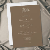Cocoa Brown Minimalist Leaf Eichel Hochzeit im Her
