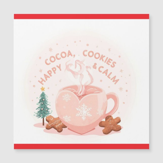 Cocoa, Cookies & Calm – Pastel Christmas CoT-Shirt Magnetkarte (Vorderseite)