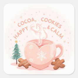 Cocoa, Cookies & Calm – Pastel Christmas CoT-Shirt Quadratischer Aufkleber