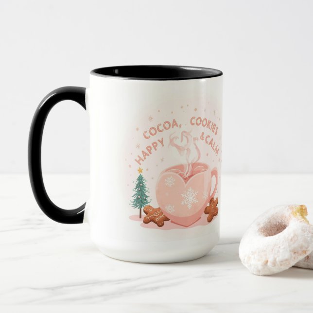 Cocoa, Cookies & Calm – Pastel Christmas CoT-Shirt Tasse (Mit Donut)