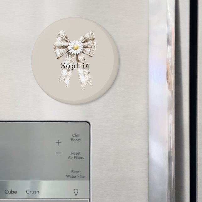 Cocoa Cream Weiße Schleife Gänseblümchen Blumen   Magnet (In Situ (Kühlschrank))