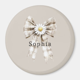 Cocoa Cream Weiße Schleife Gänseblümchen Blumen   Magnet