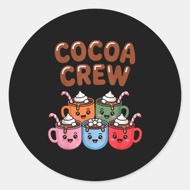 Cocoa Crew Cute Christmas Hot Chocolate Matching P Runder Aufkleber (Vorderseite)