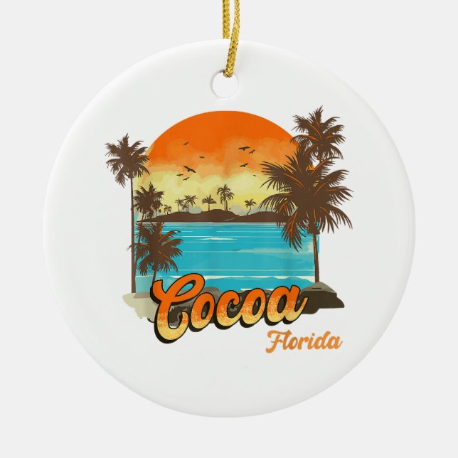 Cocoa Florida Beach Sommerferien Palm Sunset Keramik Ornament (Vorne)