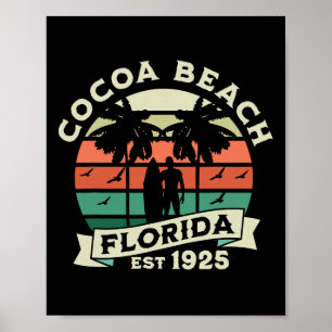 Cocoa Florida Strand Surfen Sommerurlaub Vintag Poster